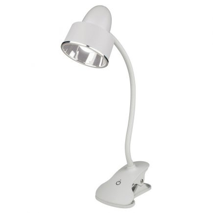 Лампа настольная TLD-557 White-LED-350Lm-5500К-Dimmer Прищепка 5W, цвет-белая, сенсор, от сети