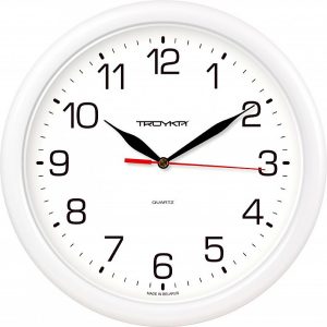 Часы настенные ход плавный, Troyka круглые, 24-24-3 серебристая рамка, пр-во Беларусь, 21270216