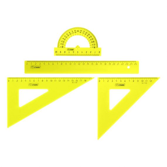 Линейки в наборе (треугольник, линейка, транспортир)