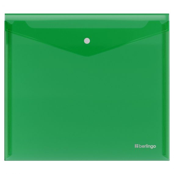 Конверт с кнопкой А5+ Berlingo, 200мкн, зеленая, EFb05004