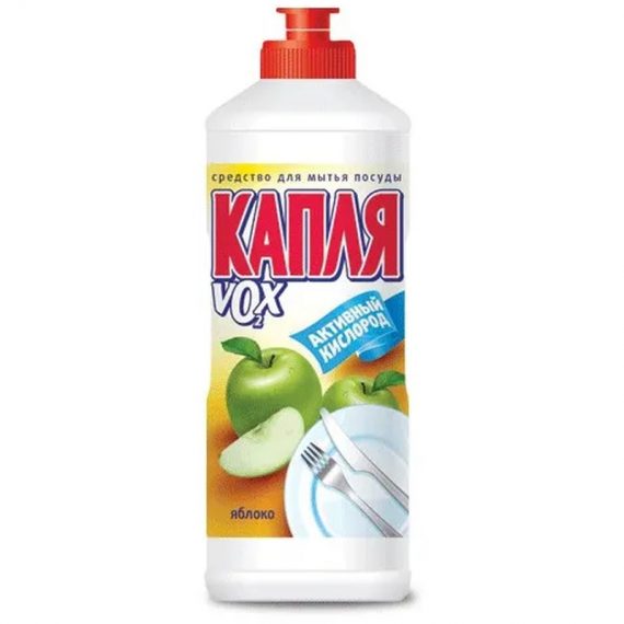 Средство для мытья посуды Капля VOX активный кислород Яблоко, 500 мл. 1558