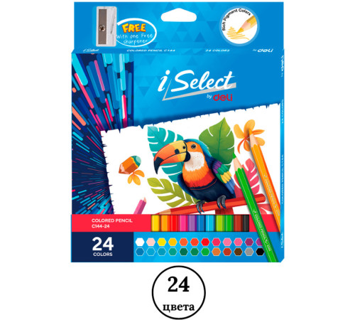 Карандаши цветные 24 цв. с точилкой Deli I Select 044-C144-24
