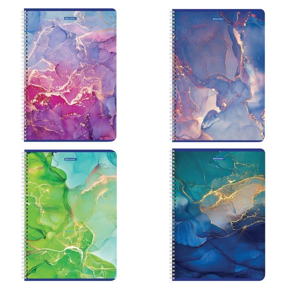 Тетрадь А4 96л, клетка на гребне, BRAUBERG, Marble, 404063