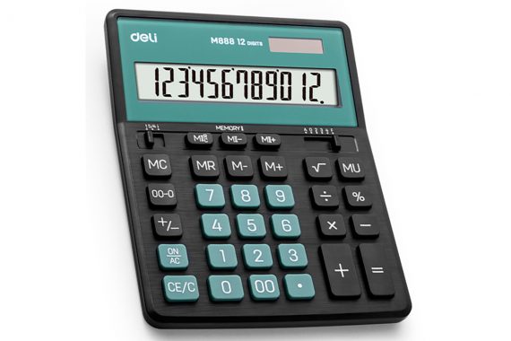888 Калькулятор DELI 12 раз. черный-зеленый 044-M888