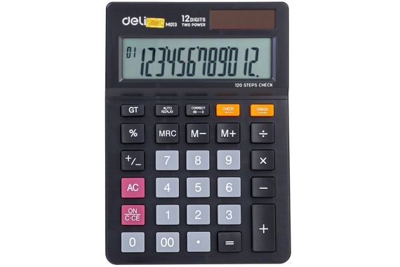 M01320 Калькулятор DELI 12 раз. черный 044-M01320