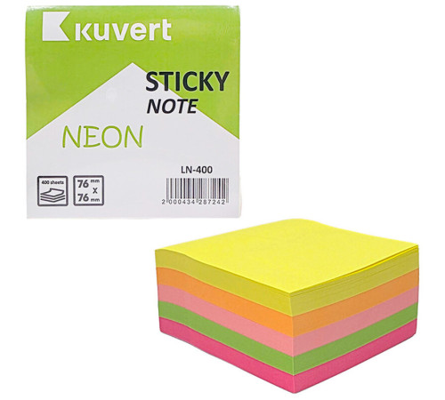 Постики 76—76 неоновые 400л 5 цветов Куверт