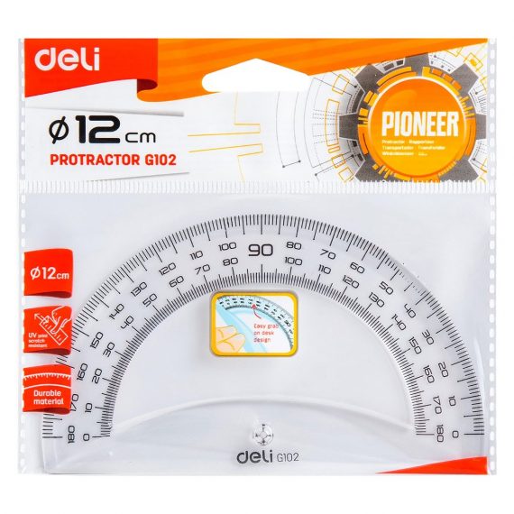 Транспортир Deli 12см, G10212